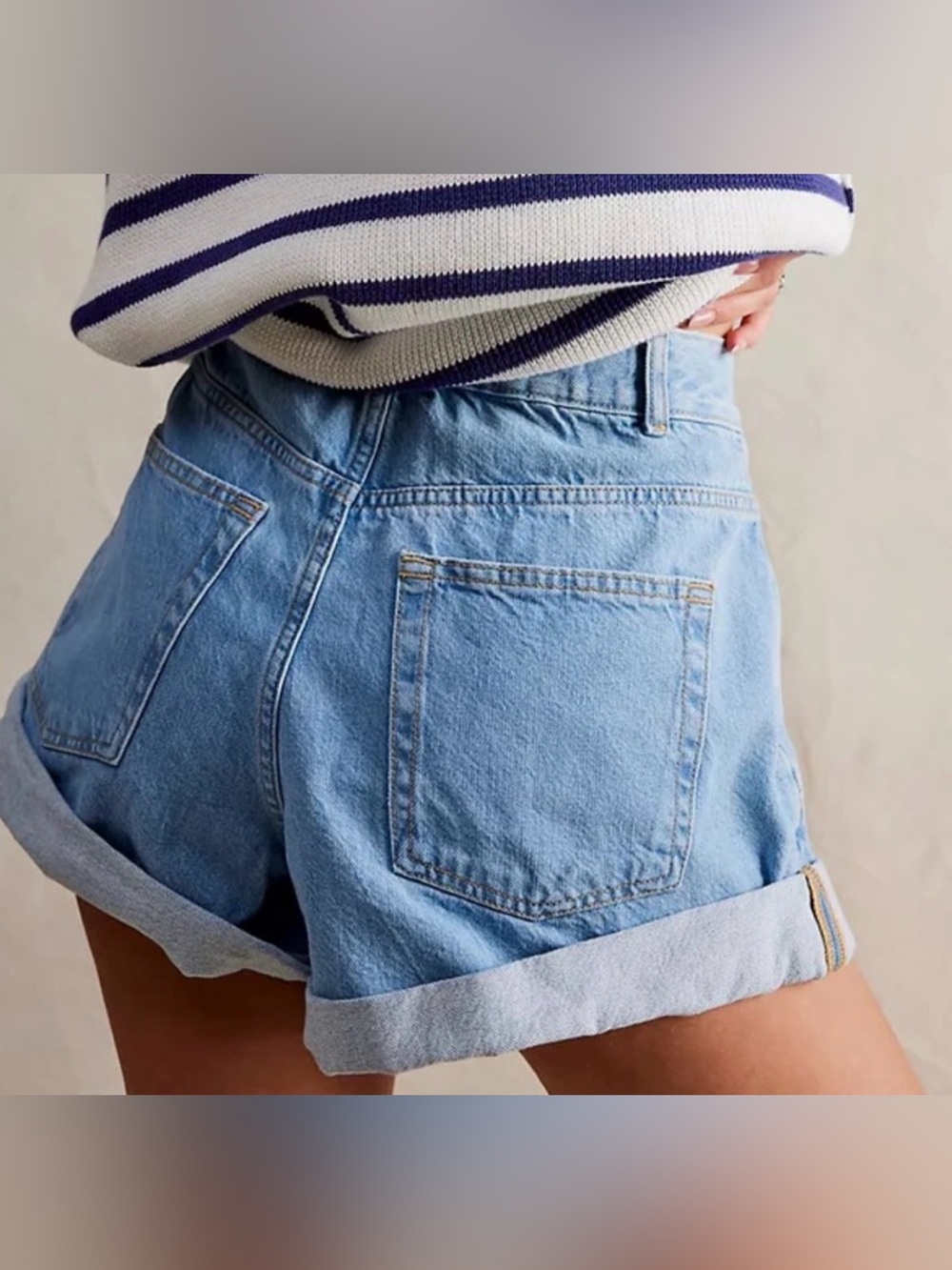 🆕 NWT Free People Danni Shorts Open Sky Light Blue Denim Size Small
